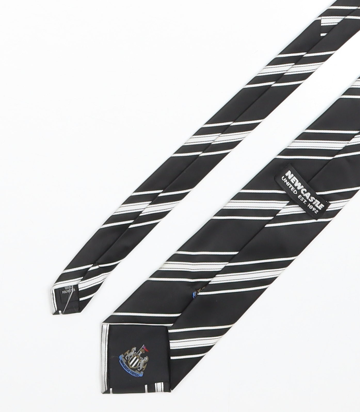 Newcastle United Mens Black Striped Polyester Pointed Tie One Size - Newcastle United