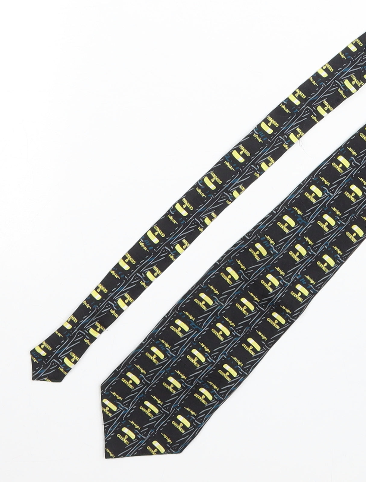 Guinness Mens Black  Silk Pointed Tie One Size - Guinness
