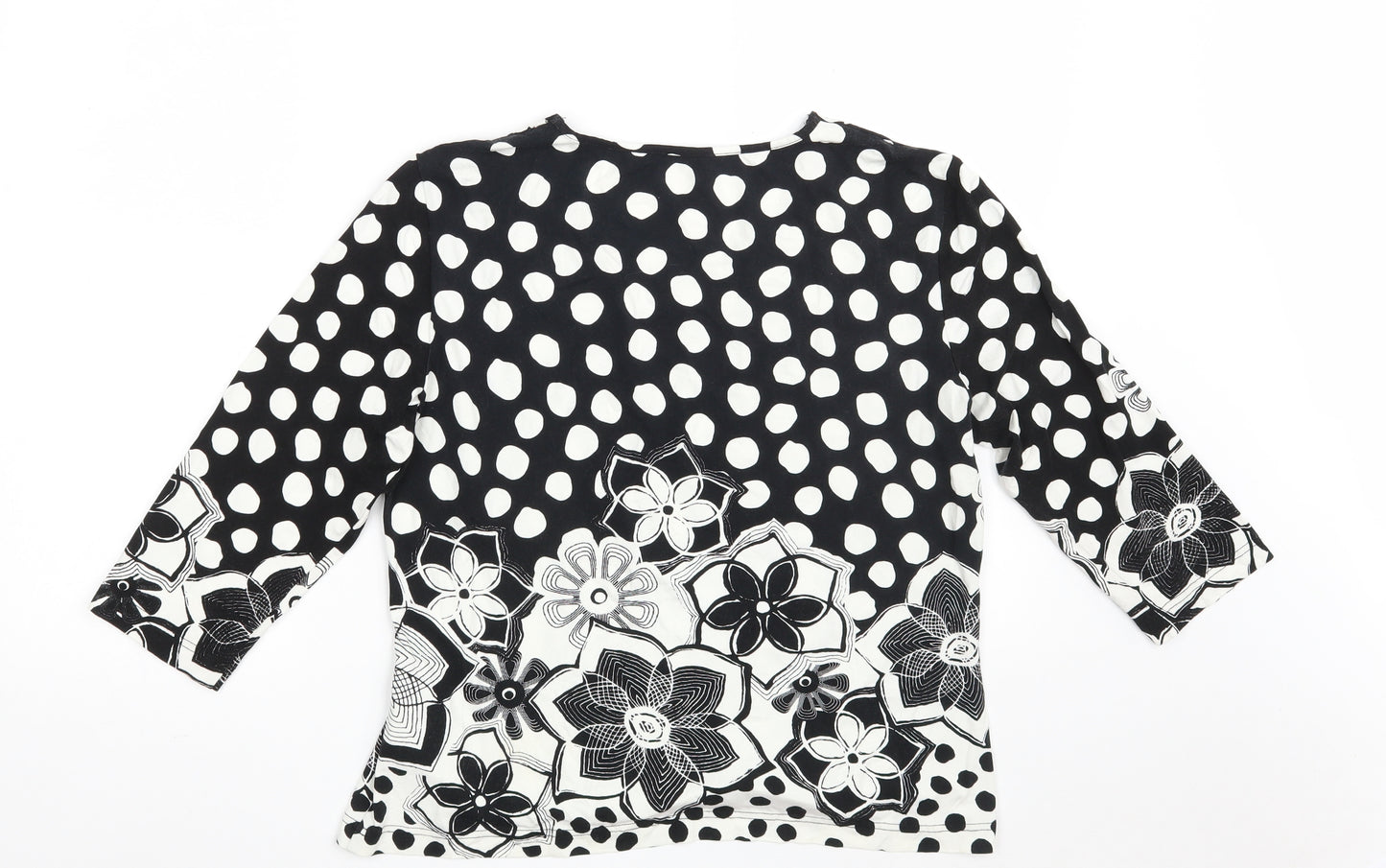 Gerry Weber Womens Black Floral Viscose Basic T-Shirt Size 16 Round Neck