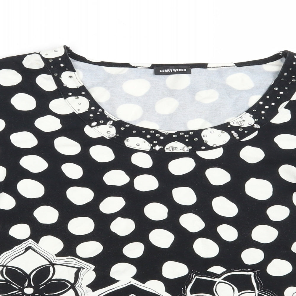 Gerry Weber Womens Black Floral Viscose Basic T-Shirt Size 16 Round Neck
