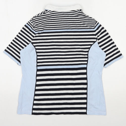 Basler Womens Blue Striped Cotton Jersey T-Shirt Size 14 Henley