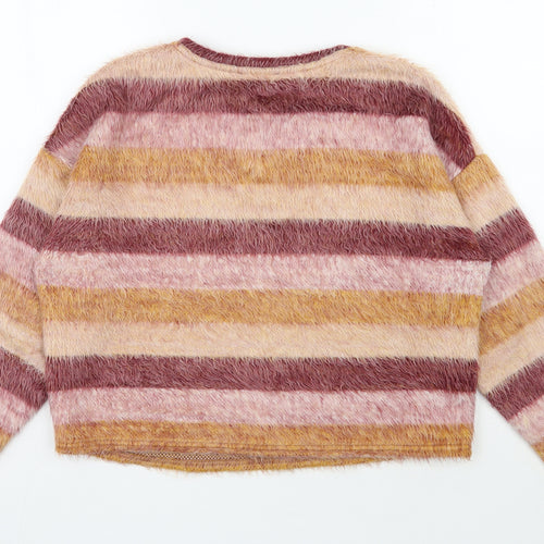 New Look Womens Multicoloured Round Neck Striped Acrylic Pullover Jumper Size M