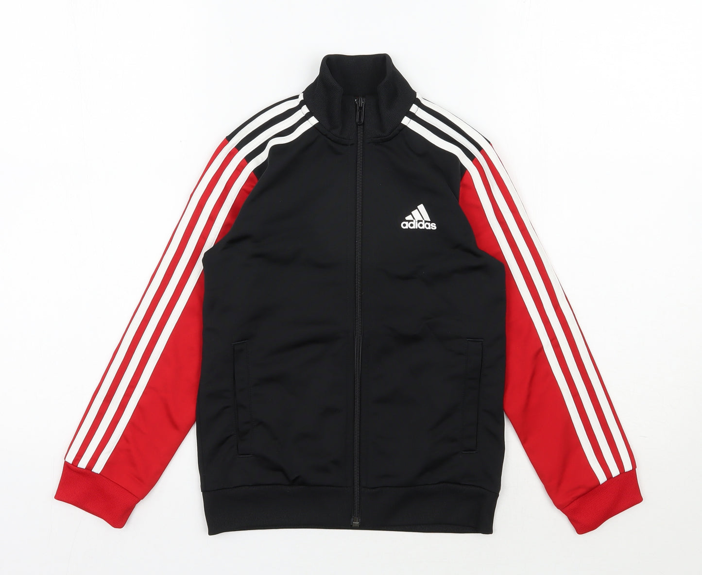 adidas Boys Black  Polyester Full Zip Sweatshirt Size 7-8 Years  Zip