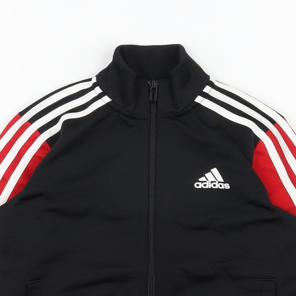 adidas Boys Black  Polyester Full Zip Sweatshirt Size 7-8 Years  Zip