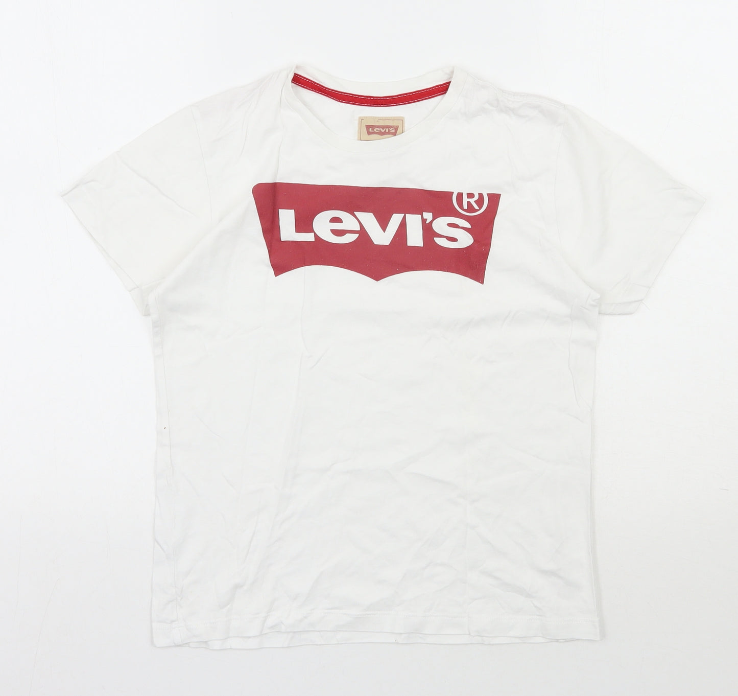 Levi's Womens White  100% Cotton Basic T-Shirt Size 12 Round Neck