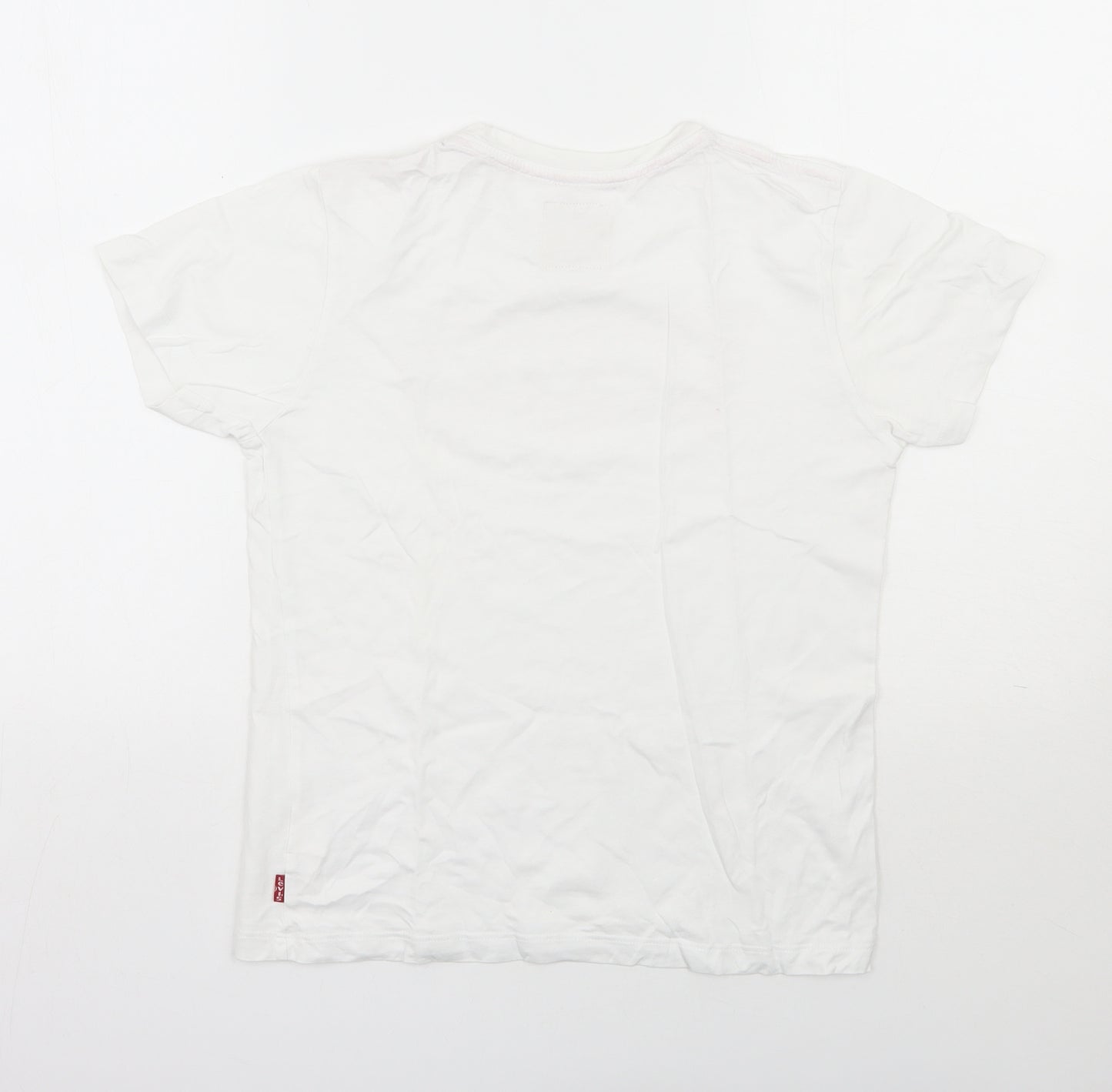 Levi's Womens White  100% Cotton Basic T-Shirt Size 12 Round Neck