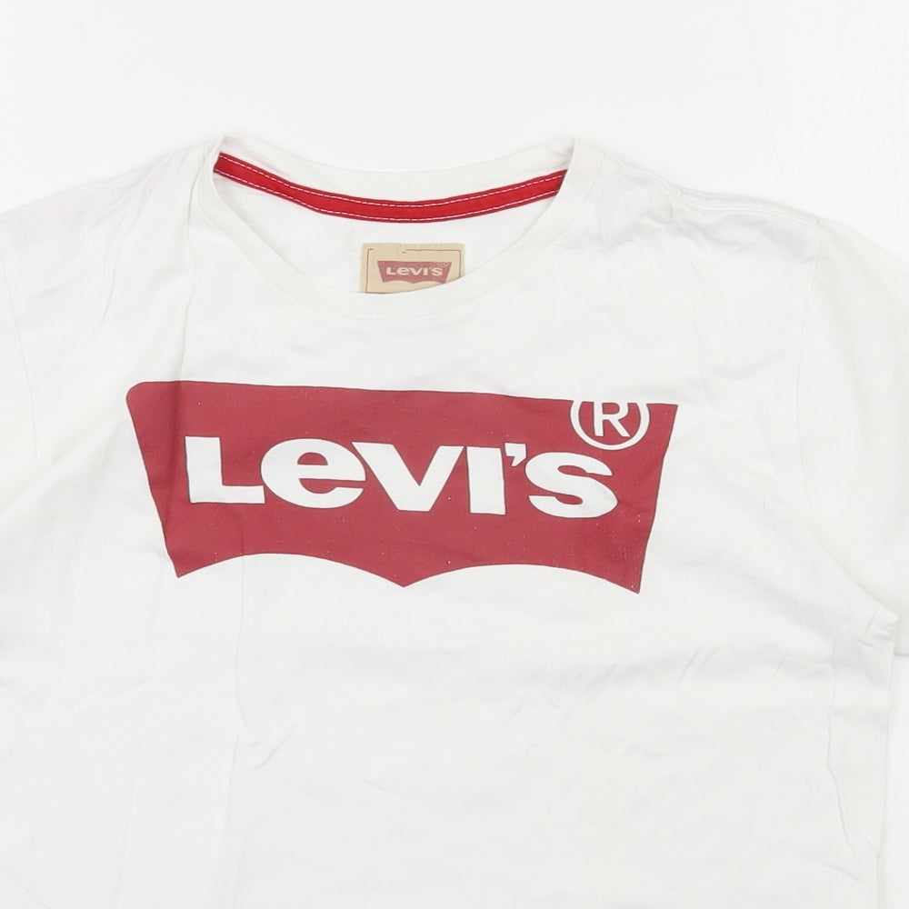 Levi's Womens White  100% Cotton Basic T-Shirt Size 12 Round Neck