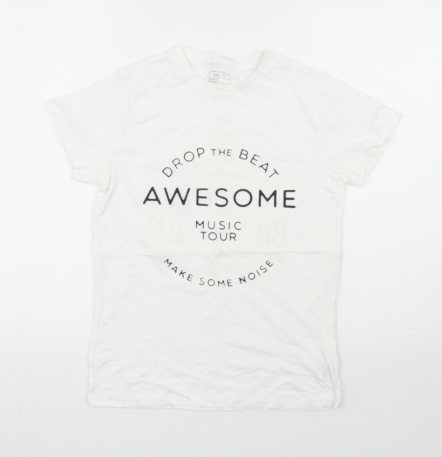 NEXT Boys White  100% Cotton Basic T-Shirt Size 11 Years Round Neck Pullover