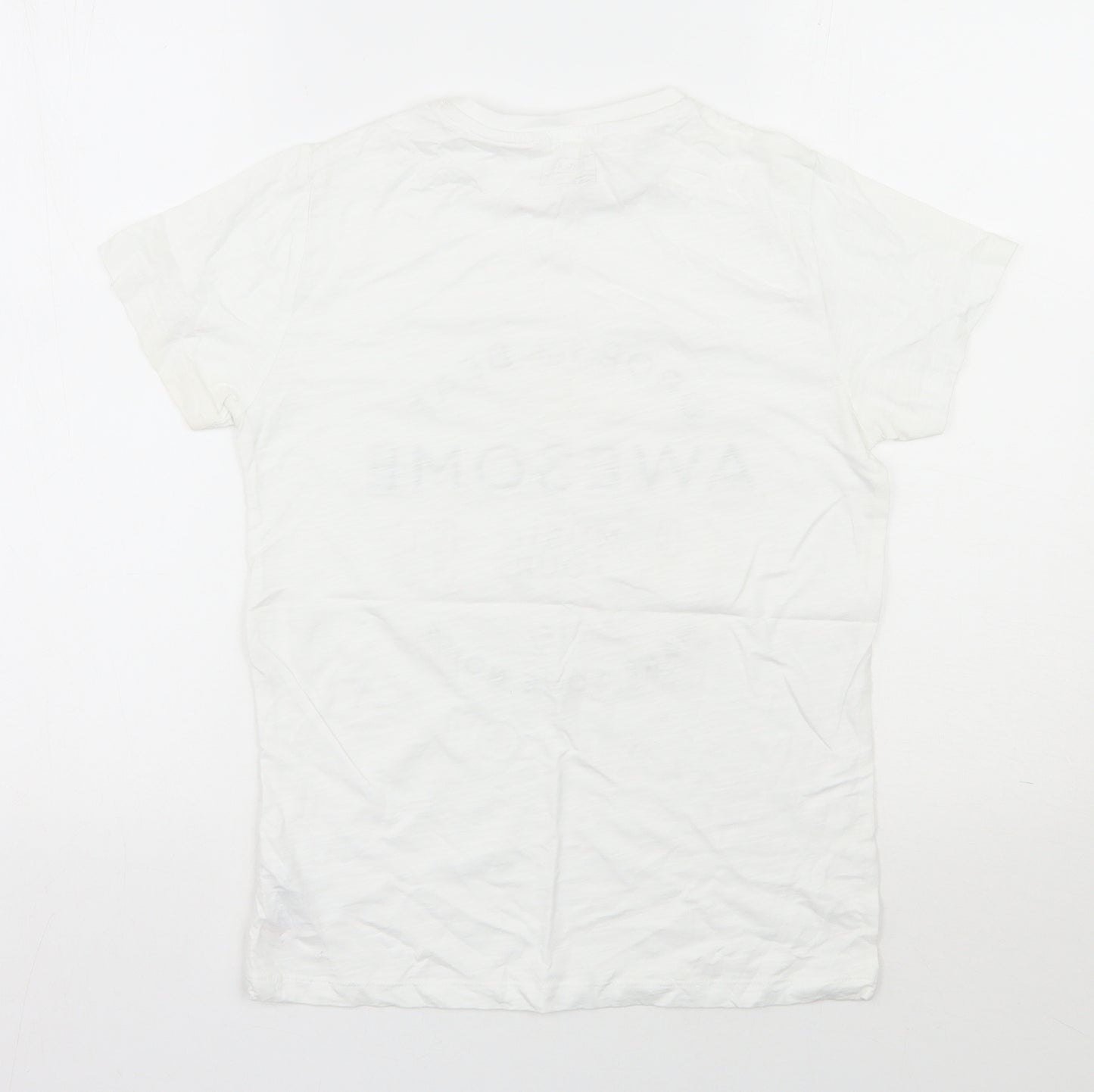 NEXT Boys White  100% Cotton Basic T-Shirt Size 11 Years Round Neck Pullover