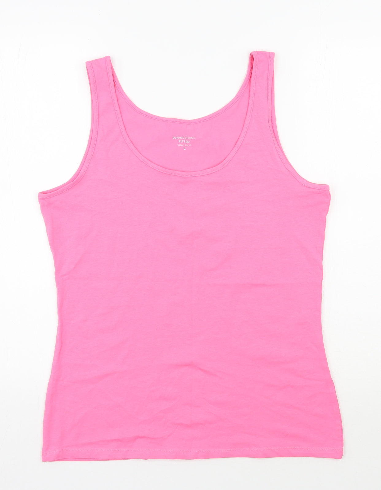 Dunnes Stores Womens Pink  Cotton Basic Tank Size L Scoop Neck