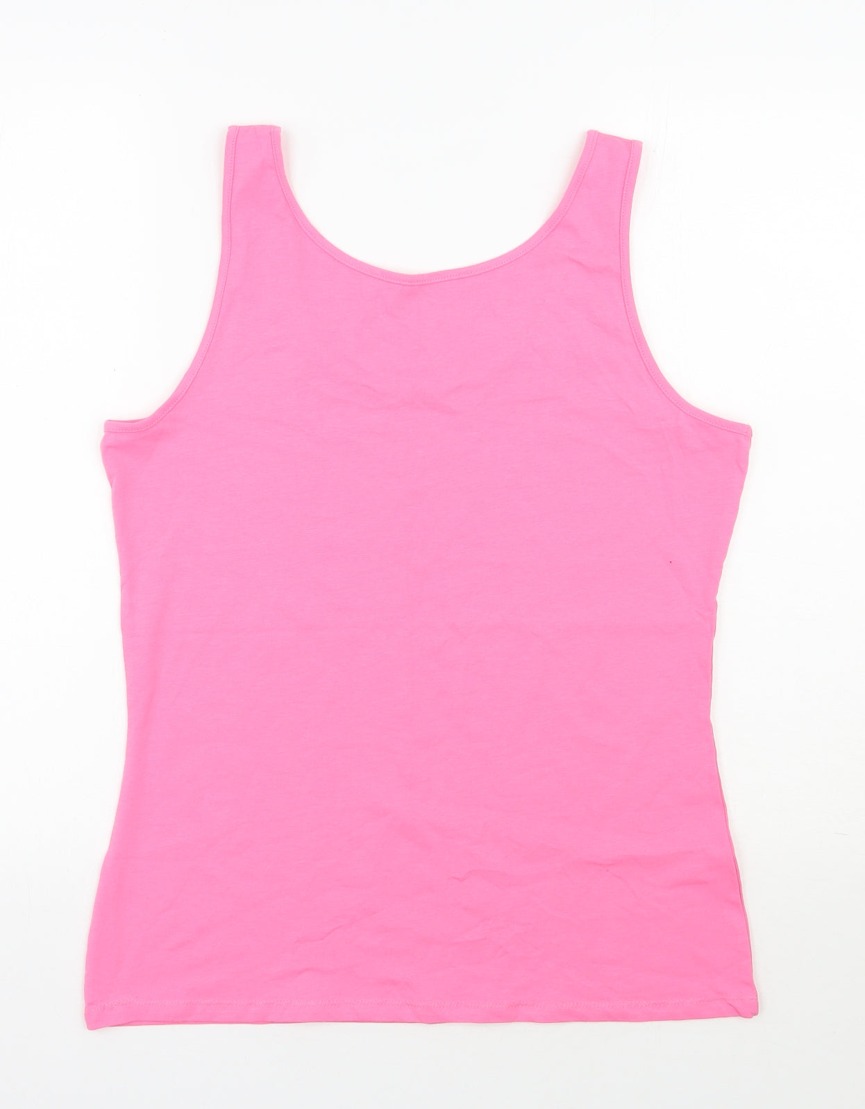 Dunnes Stores Womens Pink  Cotton Basic Tank Size L Scoop Neck