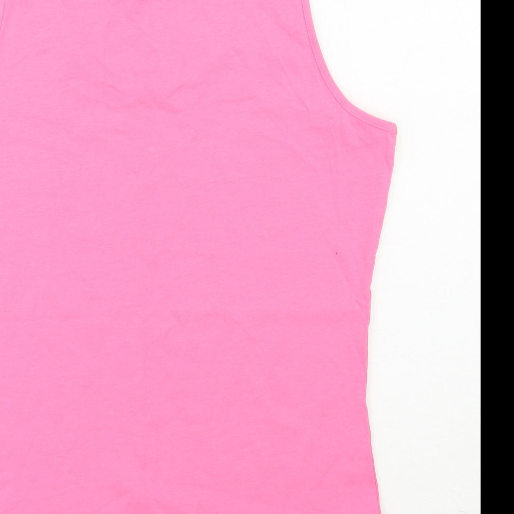 Dunnes Stores Womens Pink  Cotton Basic Tank Size L Scoop Neck