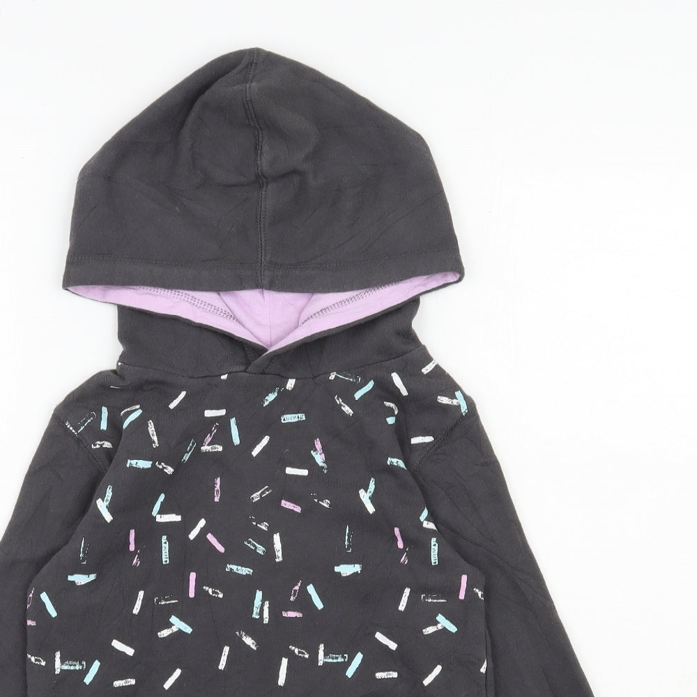 Animal Girls Grey  Cotton Pullover Hoodie Size 9-10 Years  Pullover