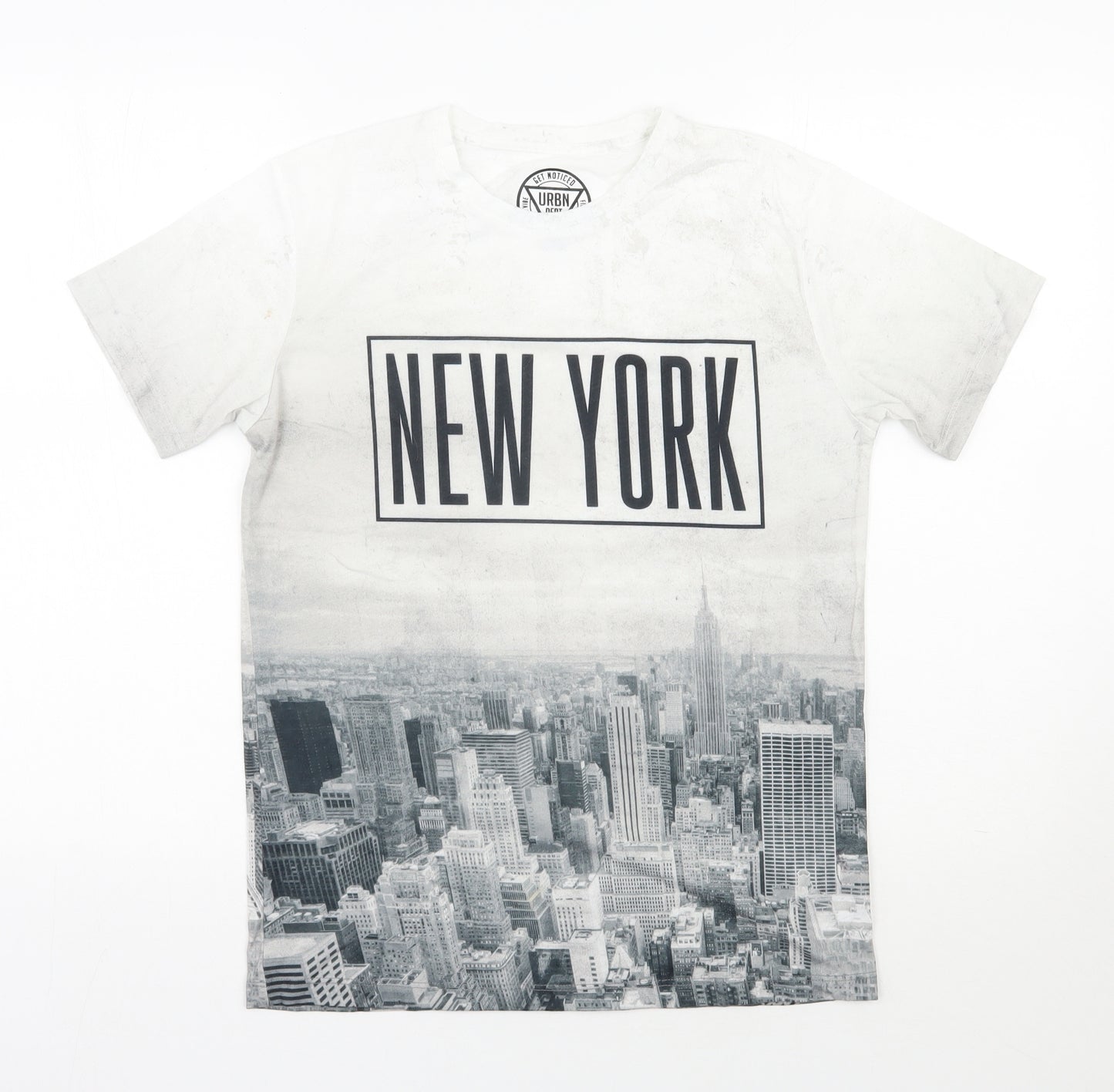 Matalan Boys Grey  Polyester Basic T-Shirt Size 13 Years Round Neck Pullover - New York