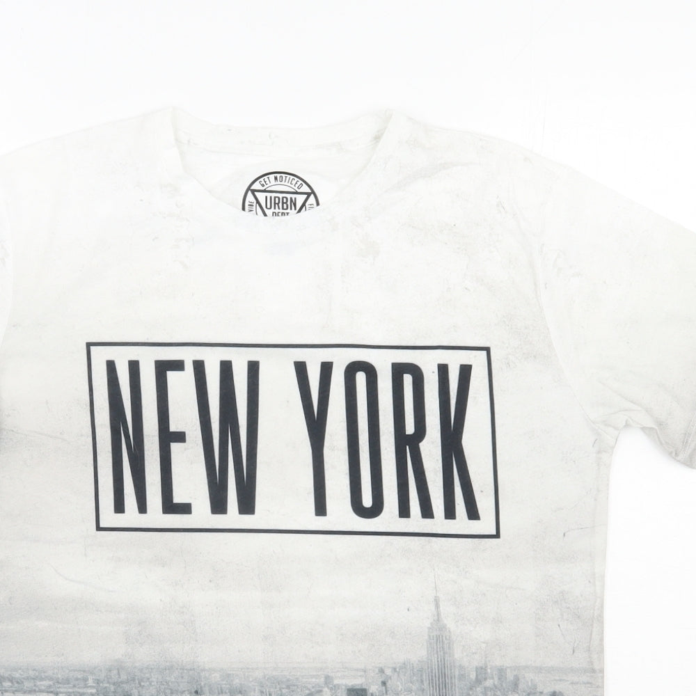 Matalan Boys Grey  Polyester Basic T-Shirt Size 13 Years Round Neck Pullover - New York