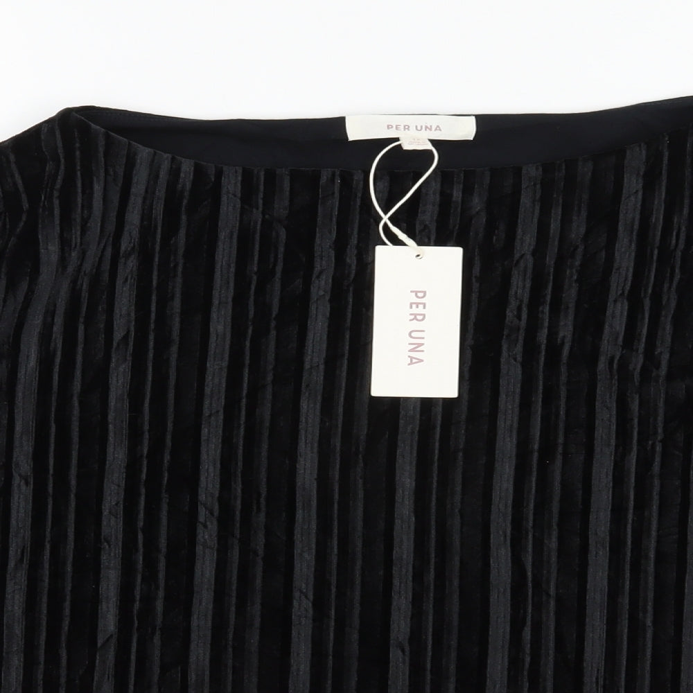 Per Una Womens Black  Polyester Basic Blouse Size 12 Boat Neck
