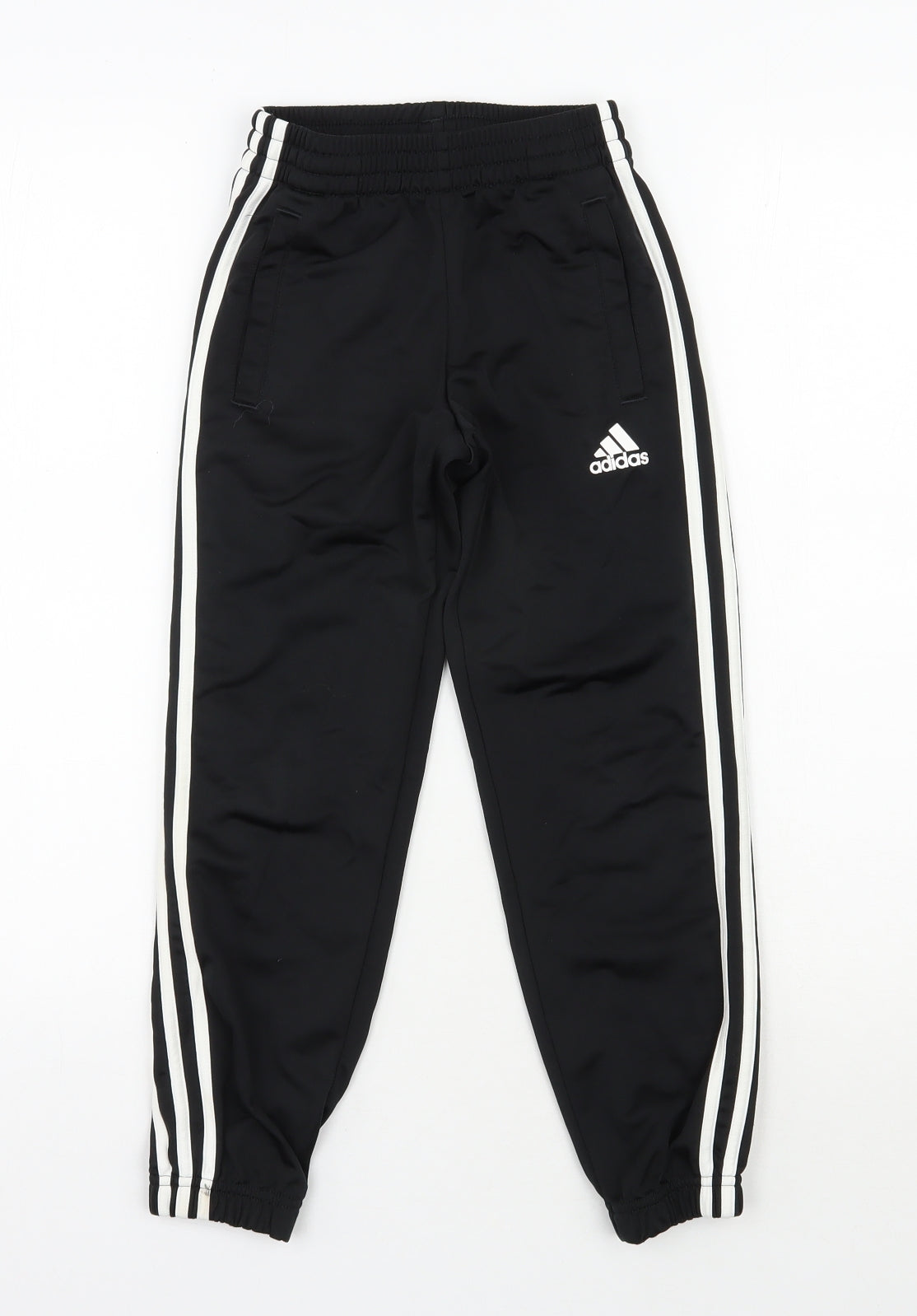 adidas Boys Black  Polyester Jogger Trousers Size 7-8 Years  Regular Drawstring