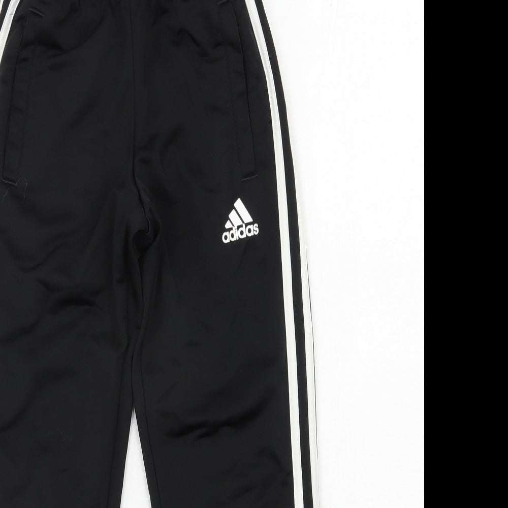 adidas Boys Black  Polyester Jogger Trousers Size 7-8 Years  Regular Drawstring
