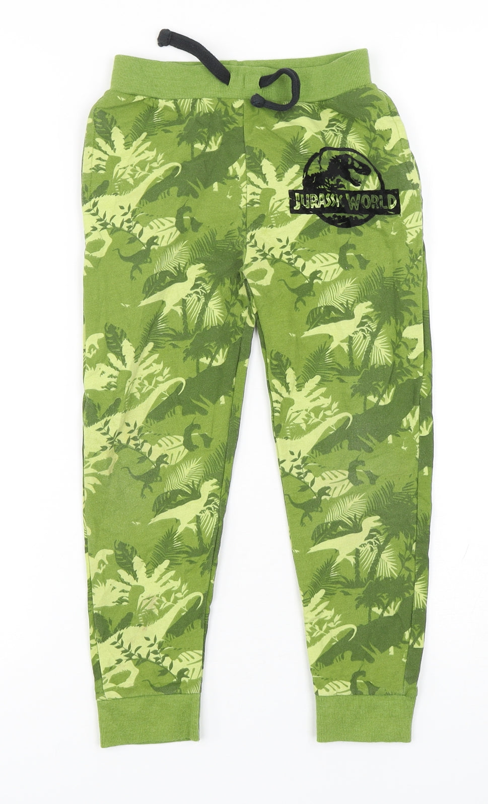 Jurassic Park Boys Green Camouflage Polyester Sweatpants Trousers Size 5-6 Years  Regular Drawstring