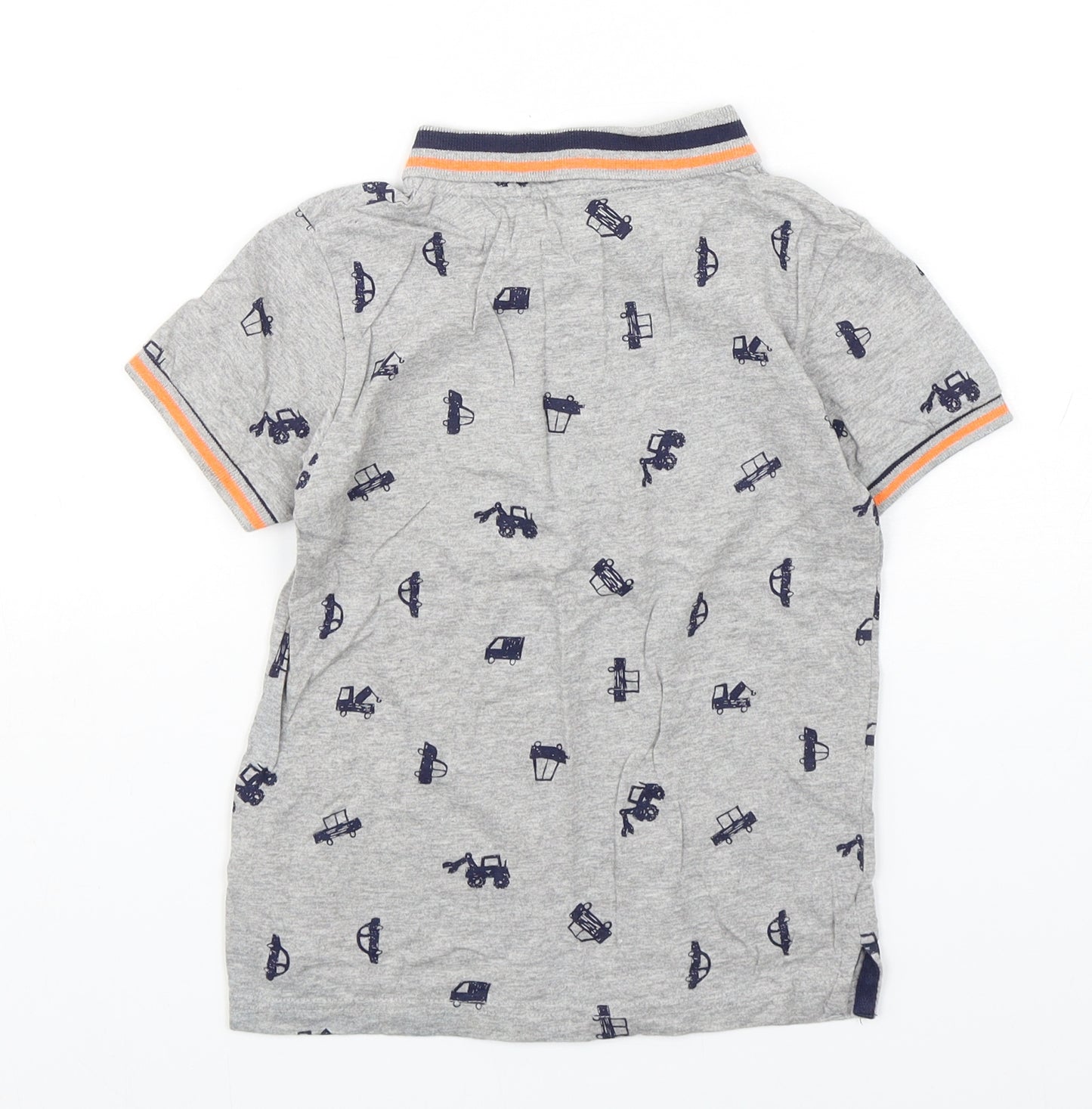 Bluezoo Boys Grey Geometric Cotton Basic Polo Size 5-6 Years Collared Pullover