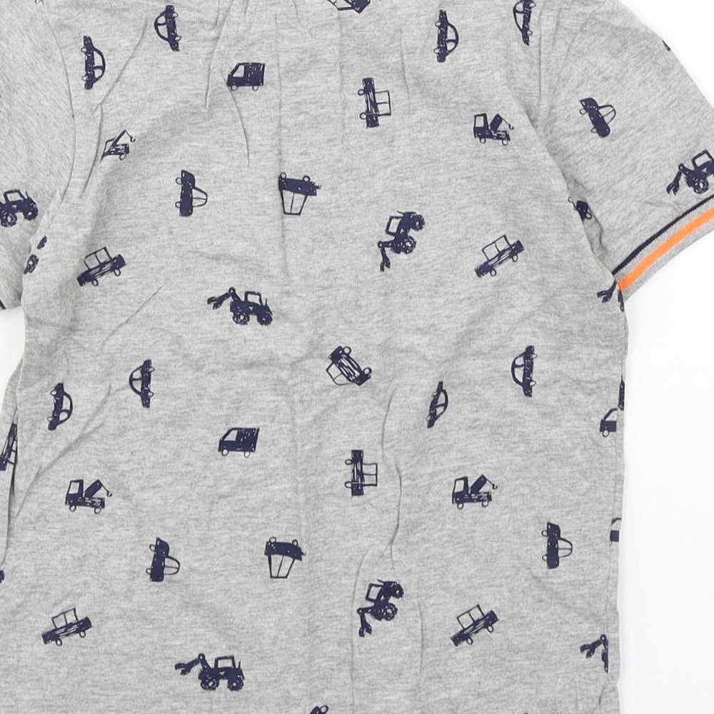 Bluezoo Boys Grey Geometric Cotton Basic Polo Size 5-6 Years Collared Pullover