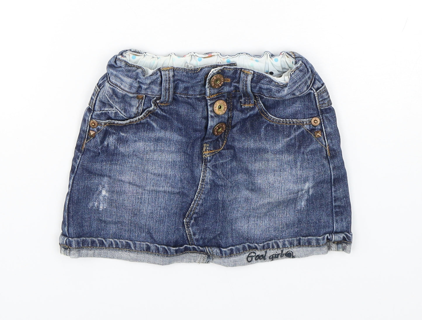 Name It  Girls Blue  Cotton Mini Skirt Size 3-4 Years  Regular