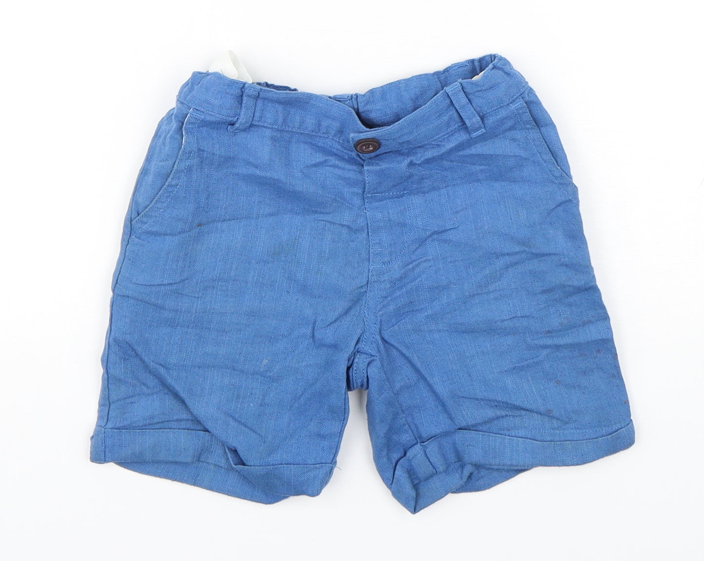 Marks and Spencer Boys Blue  Cotton Chino Shorts Size 4-5 Years  Regular