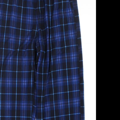 F&F Mens Blue Plaid Polyester  Pyjama Pants Size L