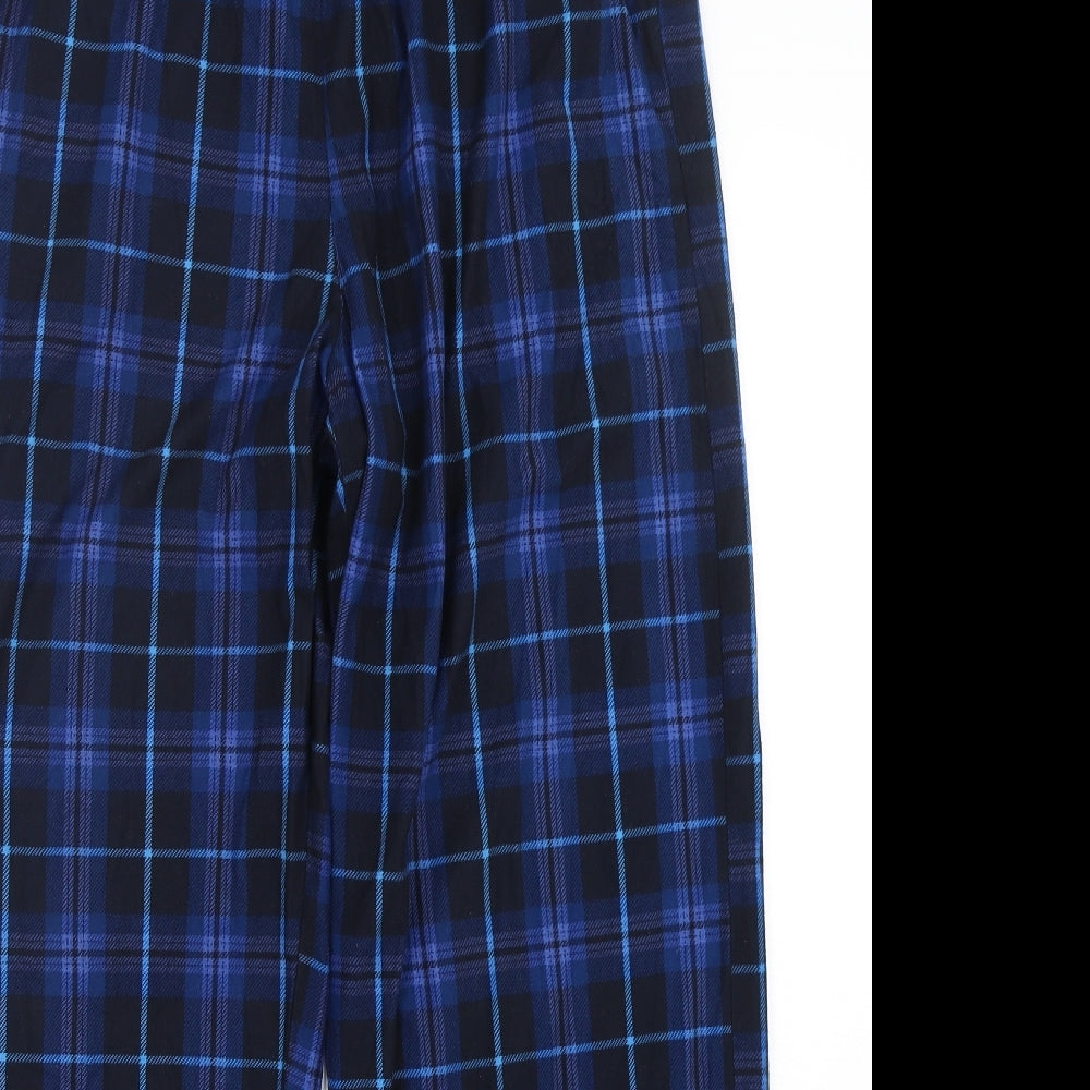 F&F Mens Blue Plaid Polyester  Pyjama Pants Size L