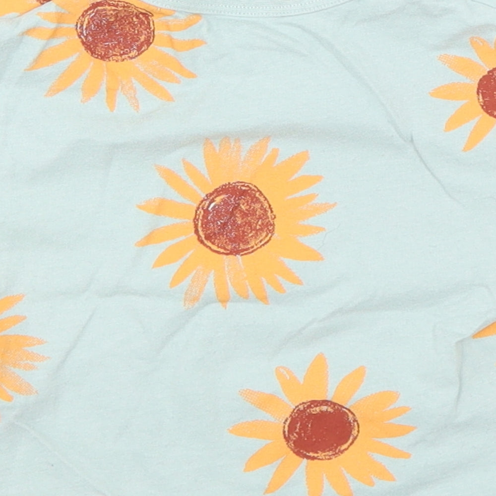 George Baby Green Floral Cotton Basic T-Shirt Size 12-18 Months Round Neck Pullover