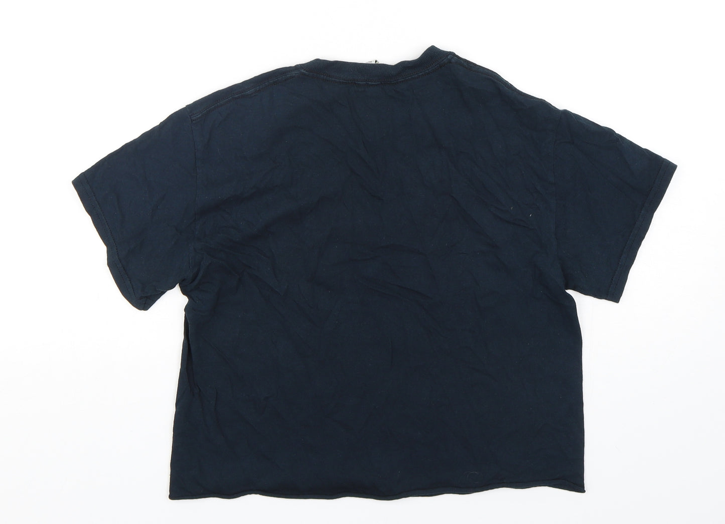 Miss Selfridge Womens Blue  Polyester Cropped T-Shirt Size S Round Neck