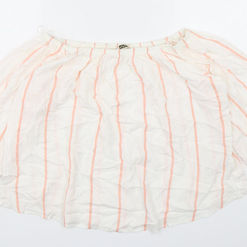 Miss Selfridge Womens Multicoloured Striped Viscose Basic Blouse Size 14 Boat Neck