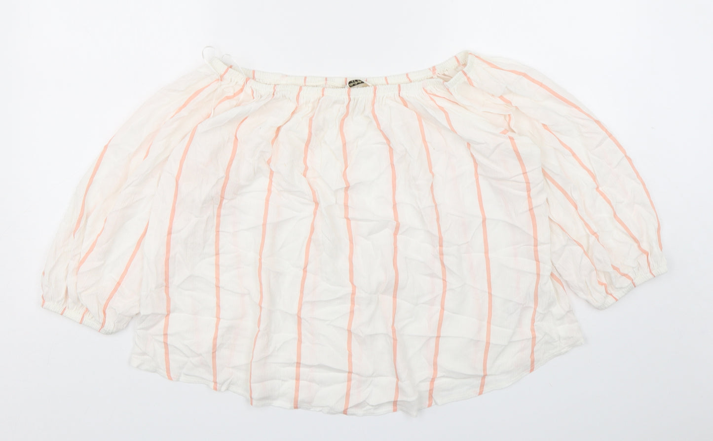 Miss Selfridge Womens Multicoloured Striped Viscose Basic Blouse Size 14 Boat Neck