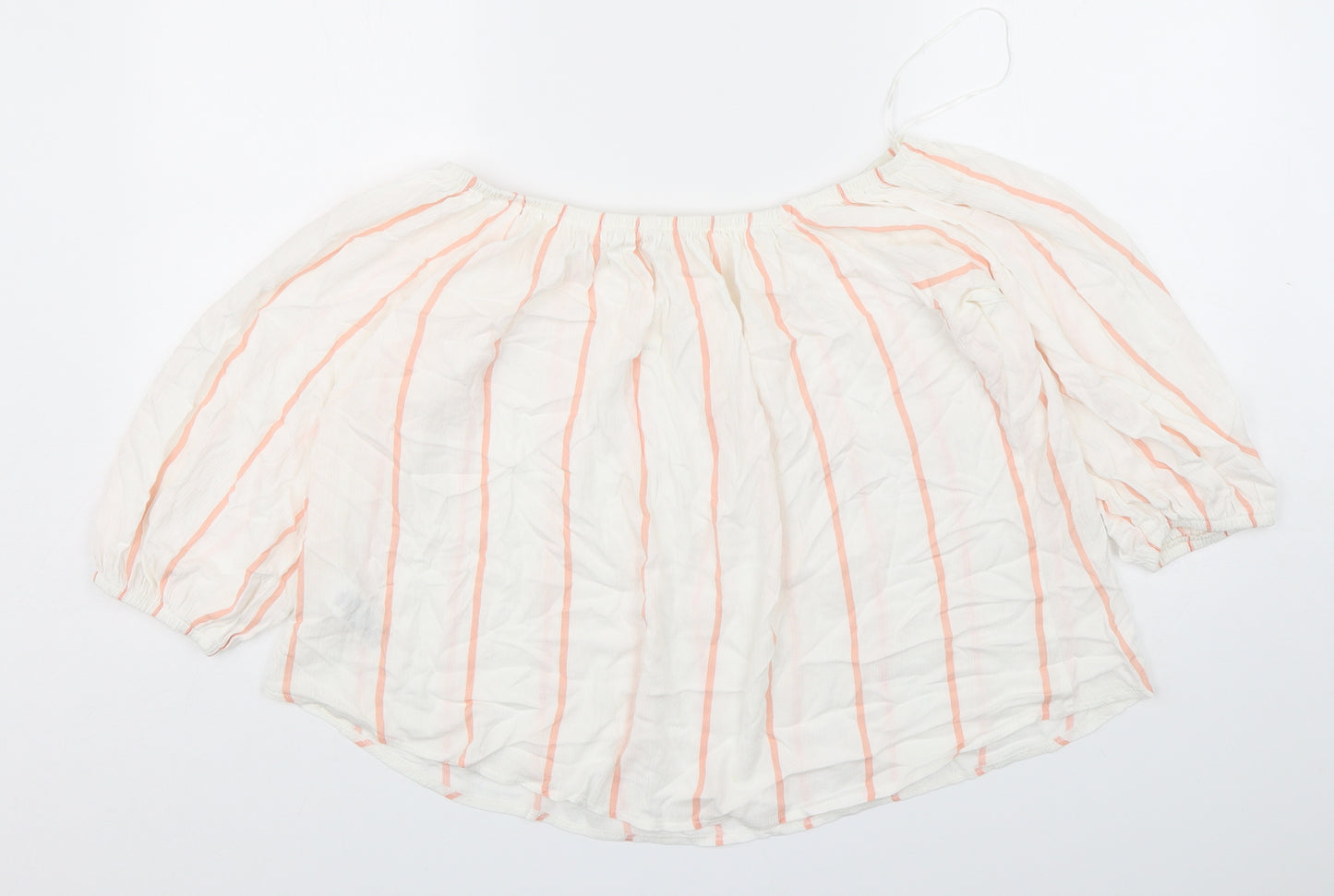 Miss Selfridge Womens Multicoloured Striped Viscose Basic Blouse Size 14 Boat Neck