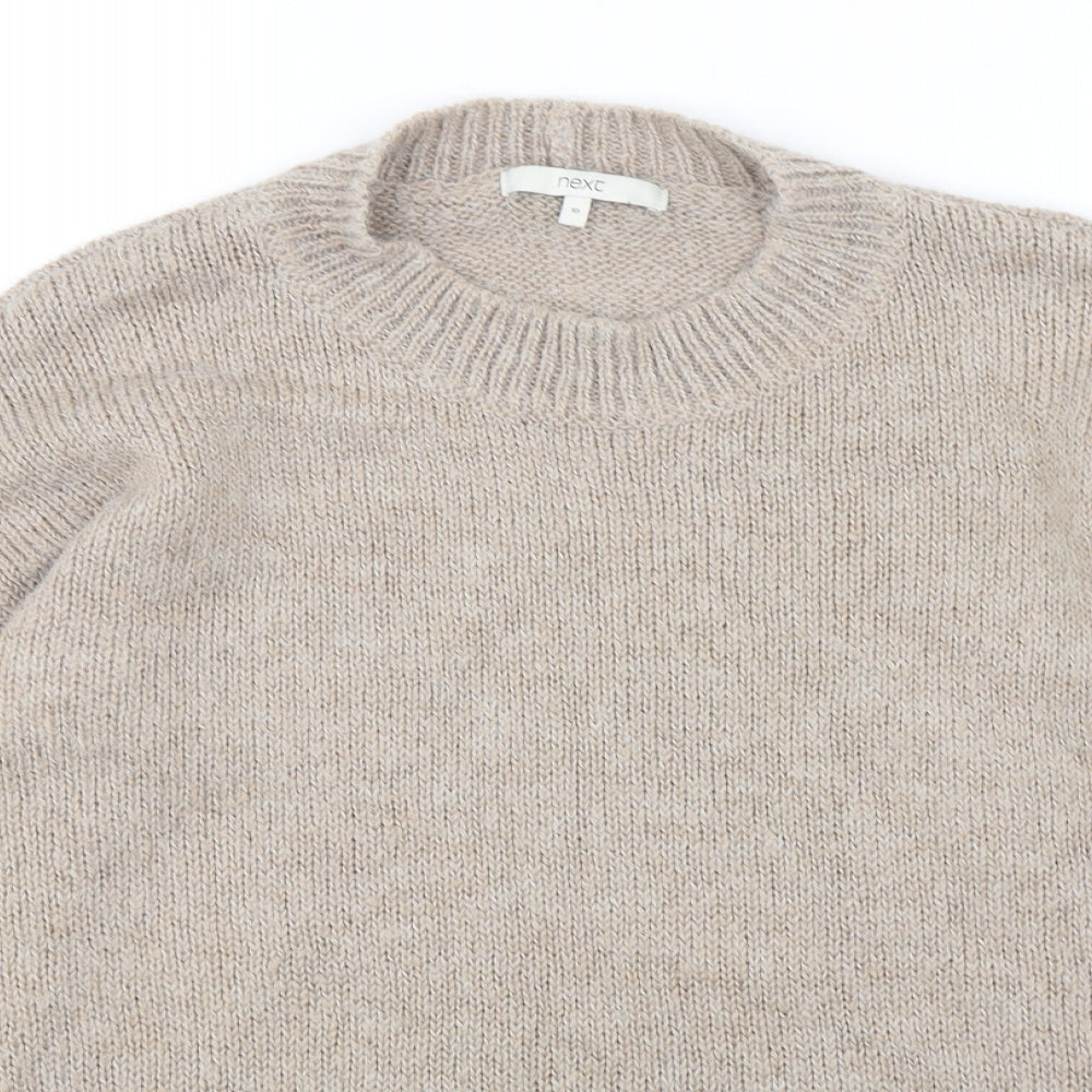 NEXT Womens Beige Mock Neck Floral Acrylic Pullover Jumper Size 10