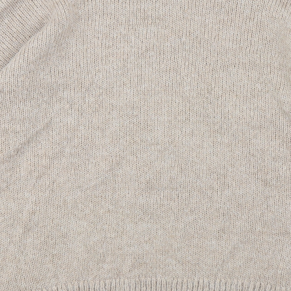 NEXT Womens Beige Mock Neck Floral Acrylic Pullover Jumper Size 10