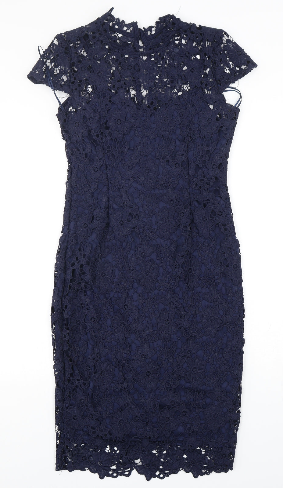 Quiz Womens Blue Floral Polyester Pencil Dress  Size 10  Round Neck