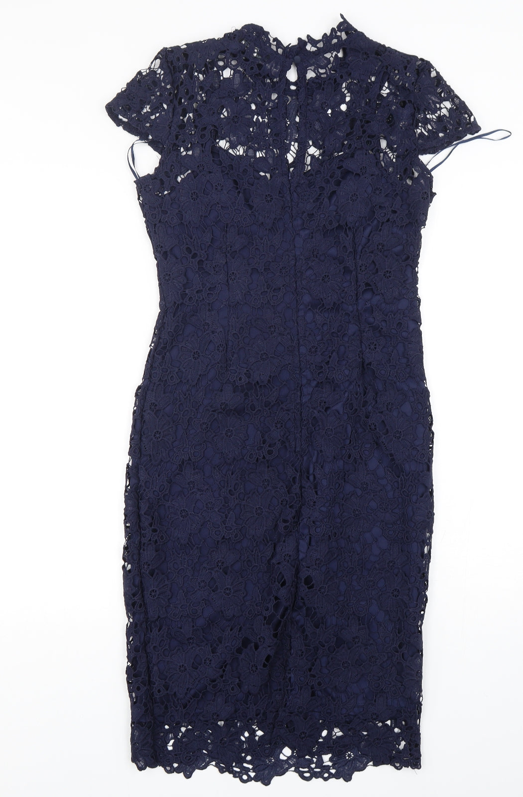 Quiz Womens Blue Floral Polyester Pencil Dress  Size 10  Round Neck