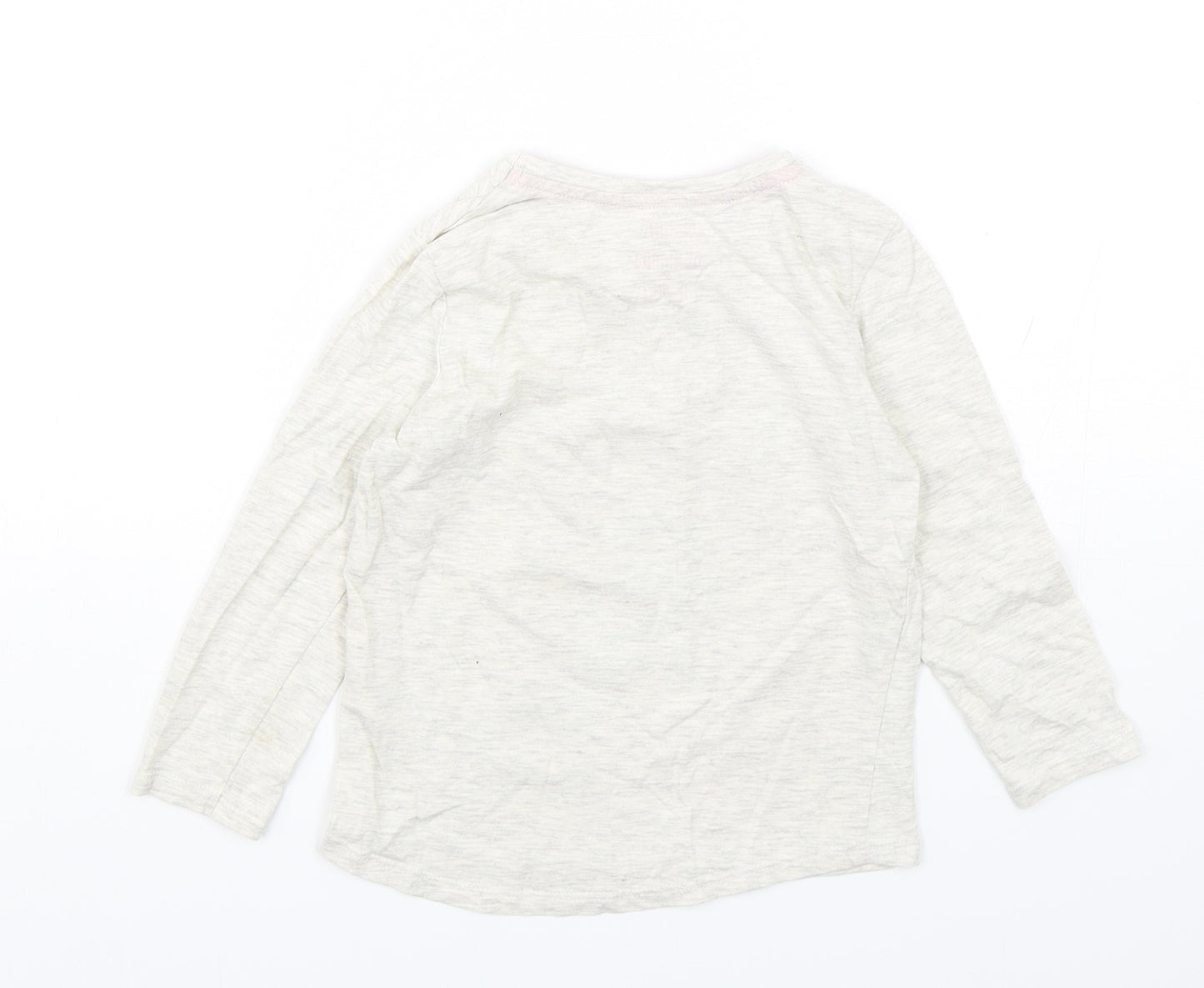 Matalan Girls Grey  Cotton Basic T-Shirt Size 4-5 Years Round Neck Pullover - Unicorn