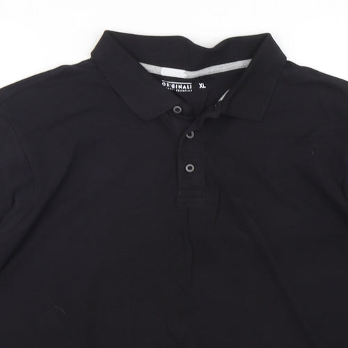 Originals  Mens Black  Cotton  Polo Size XL Collared Pullover
