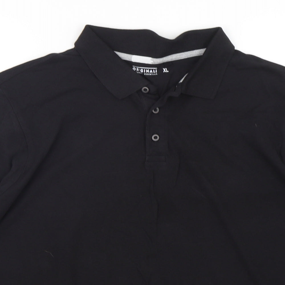 Originals  Mens Black  Cotton  Polo Size XL Collared Pullover