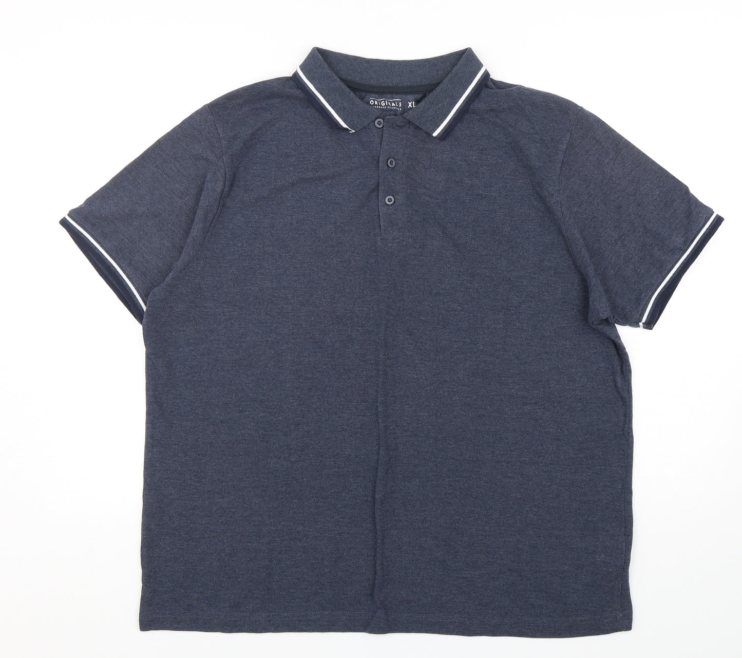Originals Mens Blue  Cotton  Polo Size XL Collared Pullover