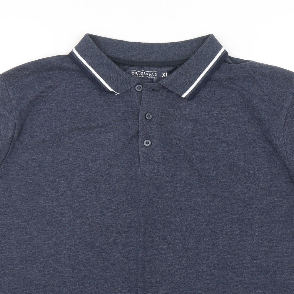 Originals Mens Blue  Cotton  Polo Size XL Collared Pullover