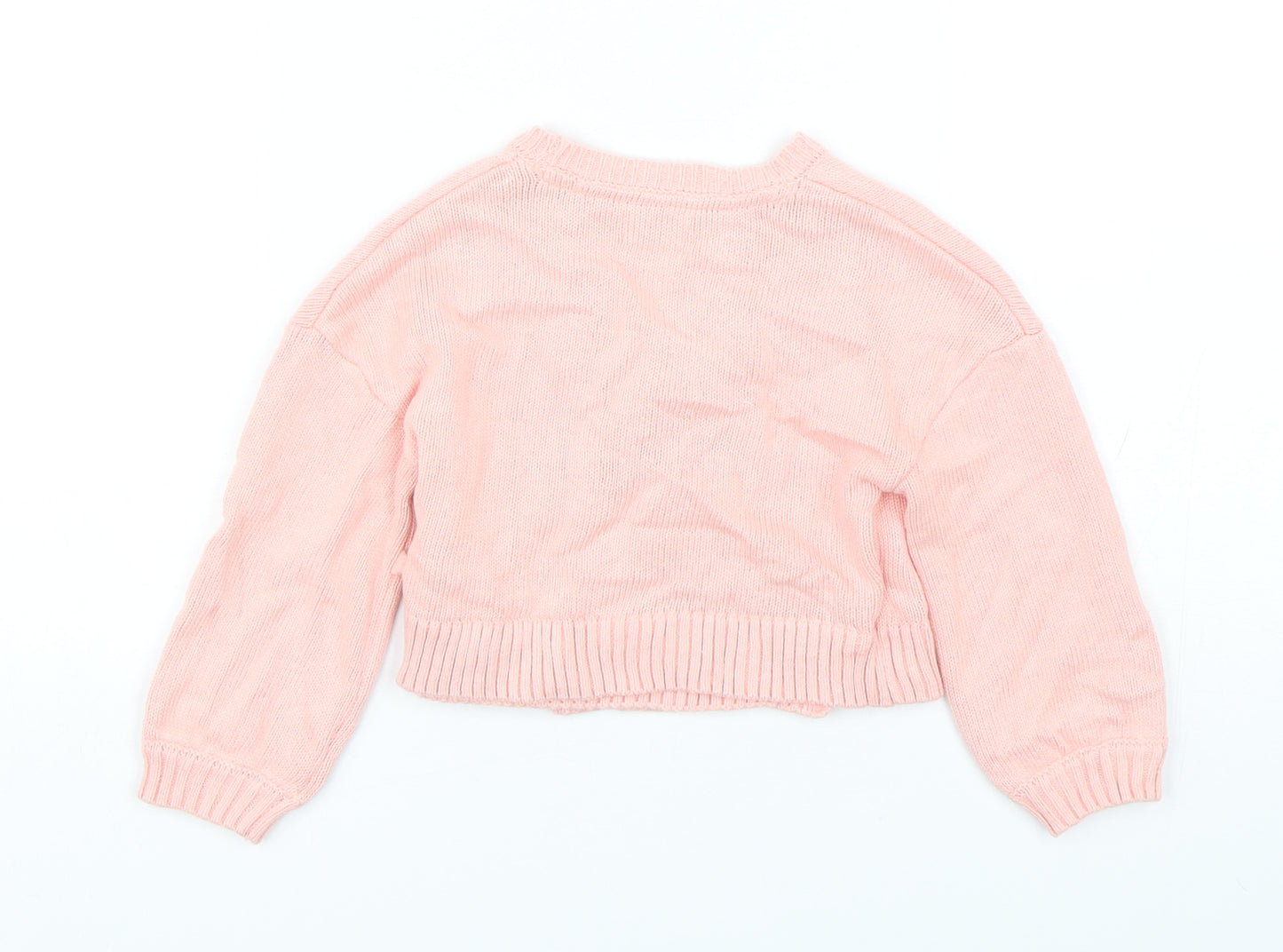 F&F Girls Pink  Cotton Cardigan Jumper Size 12-18 Months  Tie
