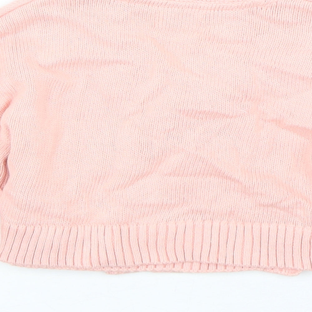 F&F Girls Pink  Cotton Cardigan Jumper Size 12-18 Months  Tie