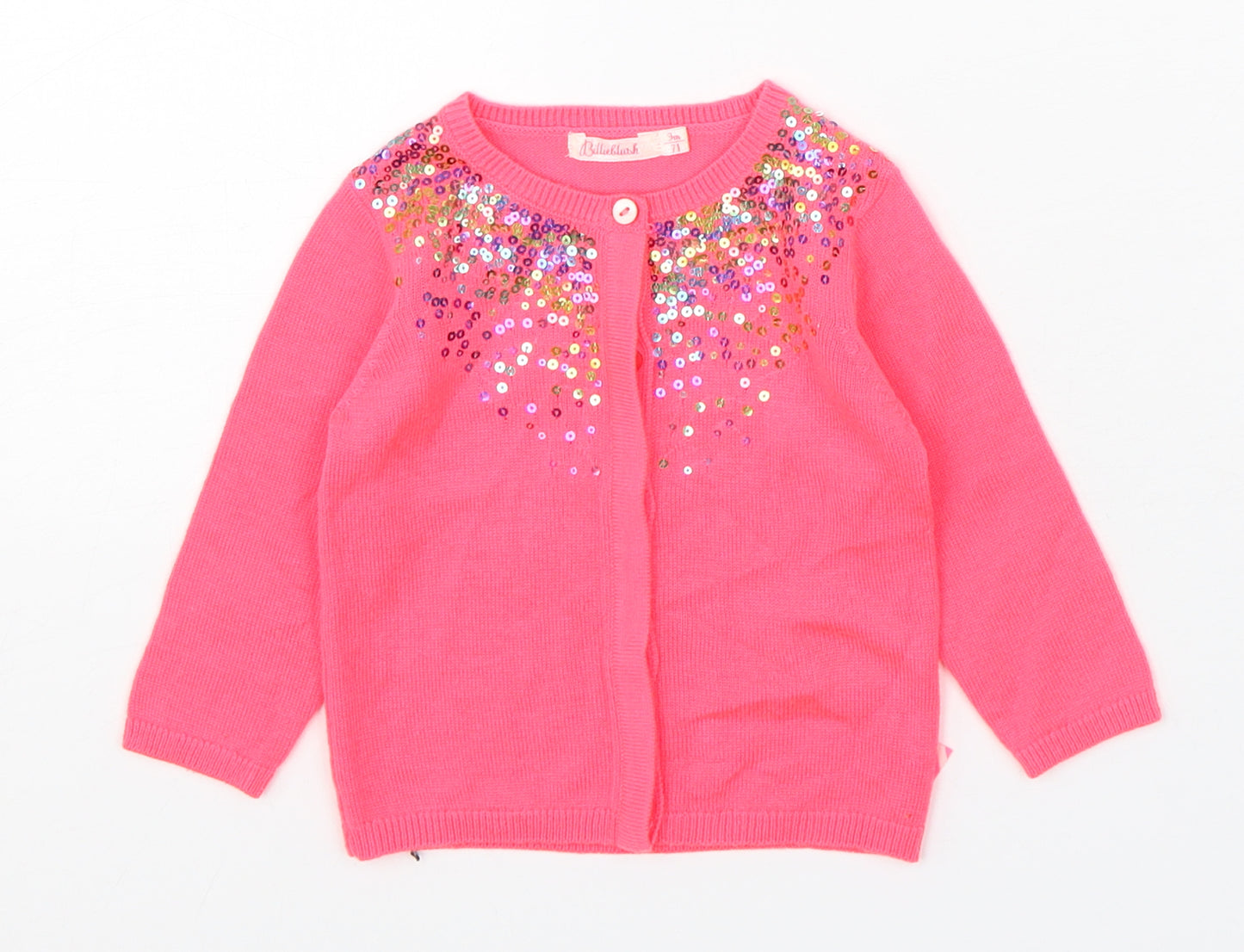 Billieblush Girls Pink  Acrylic Cardigan Jumper Size 9-12 Months  Button