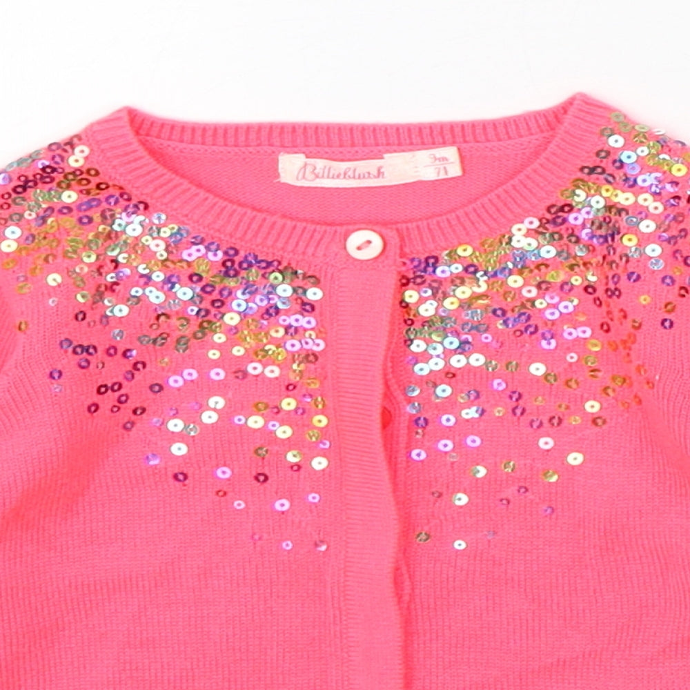 Billieblush Girls Pink  Acrylic Cardigan Jumper Size 9-12 Months  Button