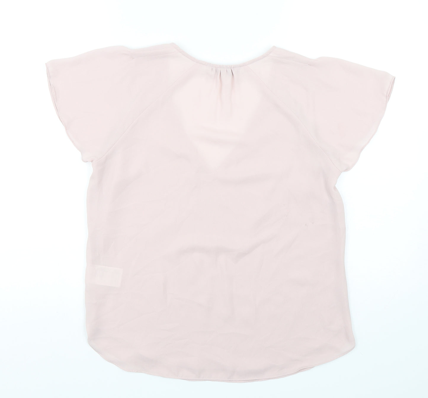 H&M Womens Pink  Polyester Basic Blouse Size 10 V-Neck