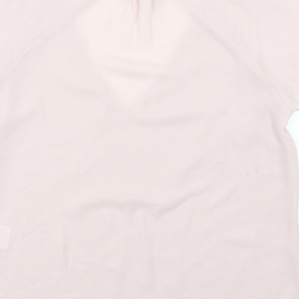 H&M Womens Pink  Polyester Basic Blouse Size 10 V-Neck