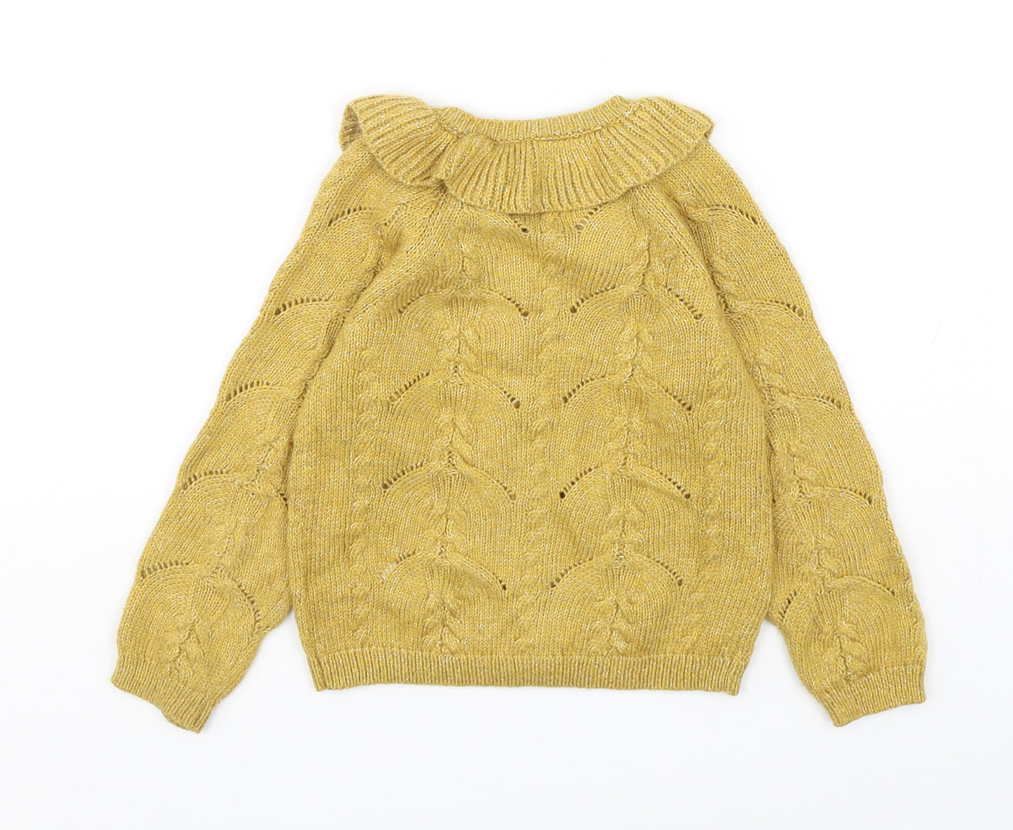 NEXT Girls Green Collared  Cotton Cardigan Jumper Size 2-3 Years  Button
